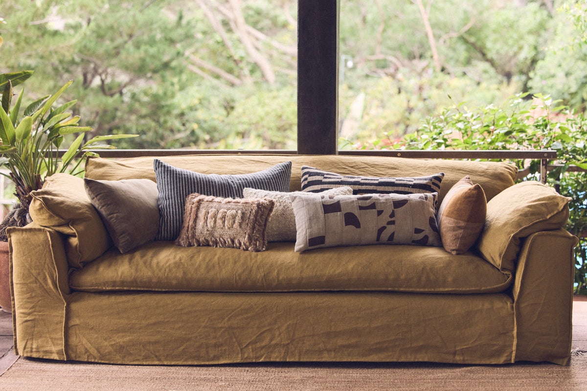 Monochrome Striped Cushion by hkliving â€“ 70x40cm Linen Accent