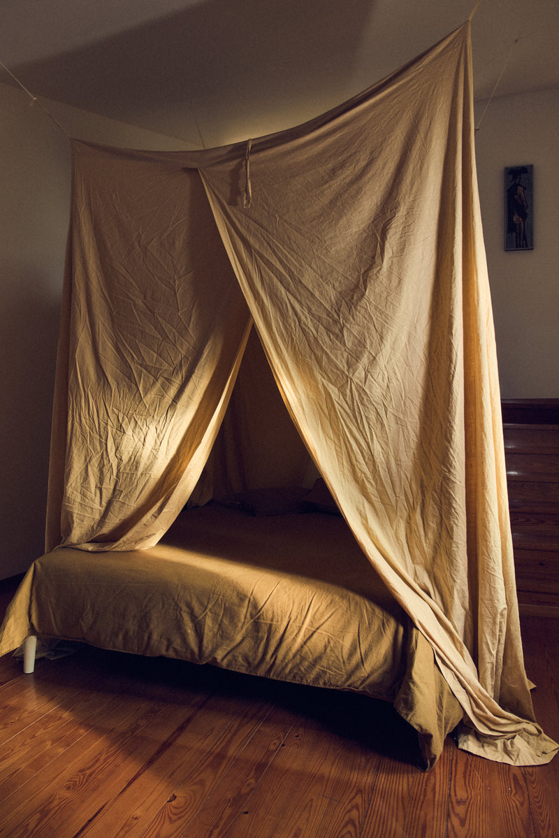 hkliving Bed Canopy â€“ Golden Hour Yellow Cotton Draped Canopy (210x190x290cm)