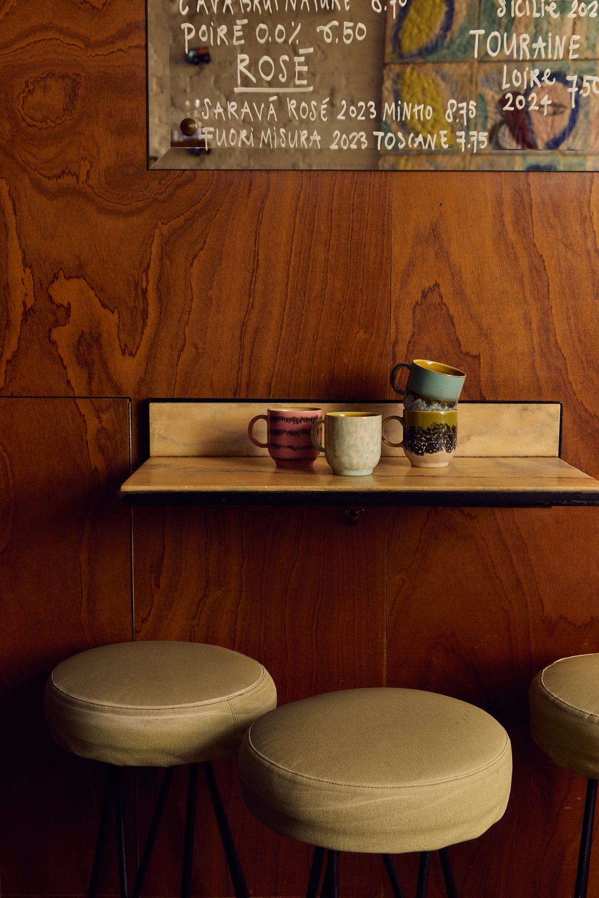 70s Ceramics range styled together including the Calming café mugs