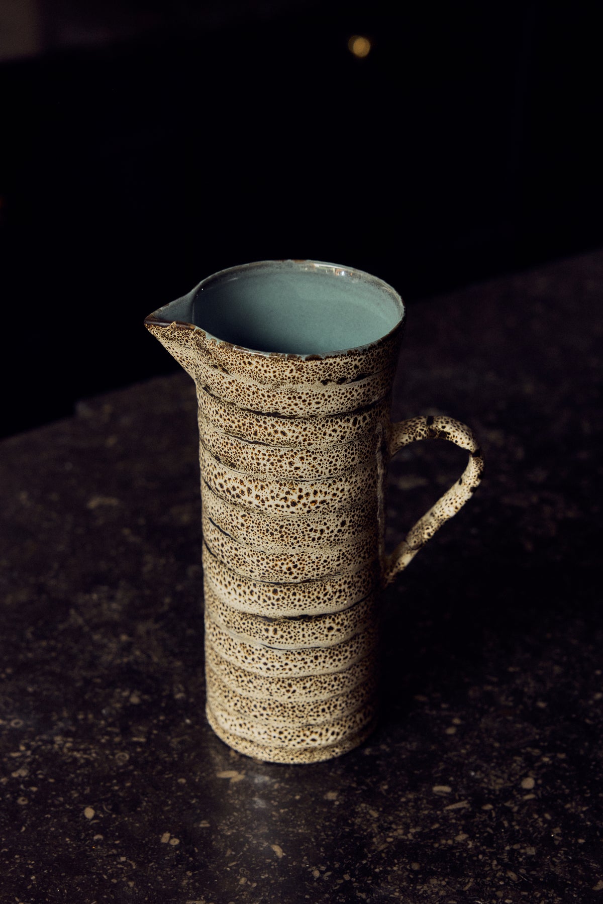70s Ceramics Jug in Brew styled with matching mugs, egg cups and pasta bowls from the HKLIVING 70s Ceramics collection