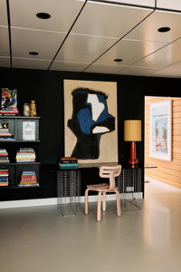 Mind Map wall art by Gabriella Ferrero for HKLIVING hung on a black wall in a book-lined study