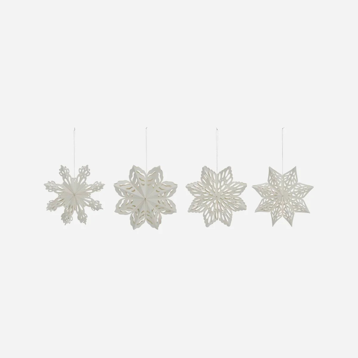 Set of 4 White Paper Fold Snowflake Decorations from House Docotor