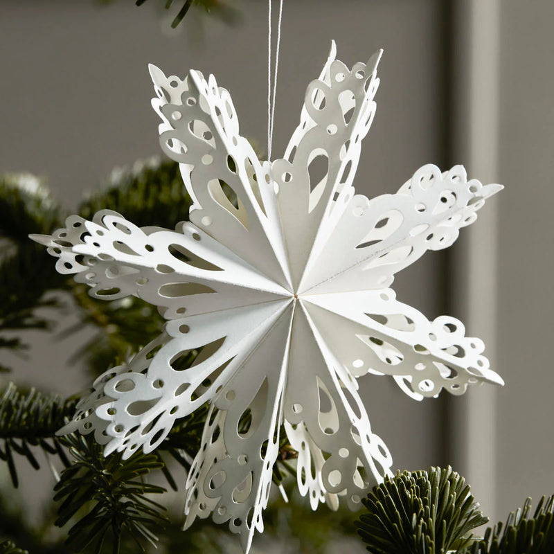 Set of 4 White Paper Fold Snowflake Decorations from House Docotor