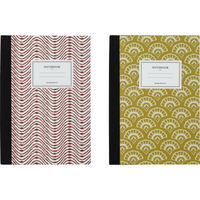 Set of red and mustard patterned notebooks by House Doctor