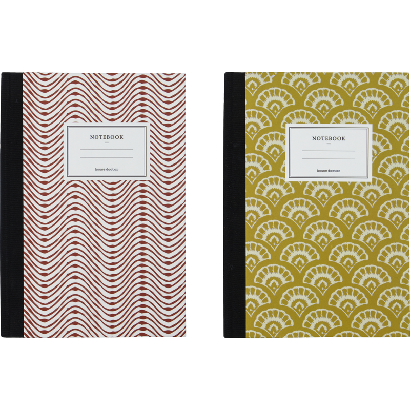 Set of red and mustard patterned notebooks by House Doctor