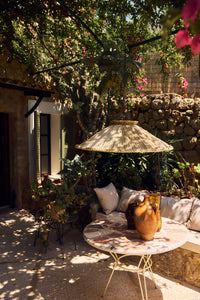 Raffia Pendant Lamp in Natural by HKLIVING – lifestyle styling shot