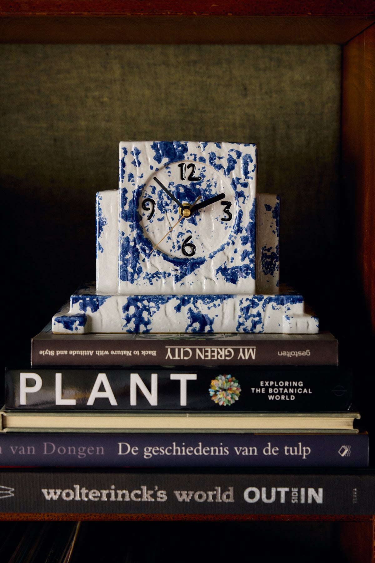 Blue Mantle Clock by HKLIVING, styled in a room setting