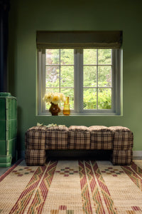 HKLIVING Robust Vase in burnt umber, Medium size, styled on a windowsill with flowers in a green-painted room