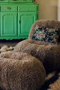 Woven Evening Bloom cushion, campaign shot