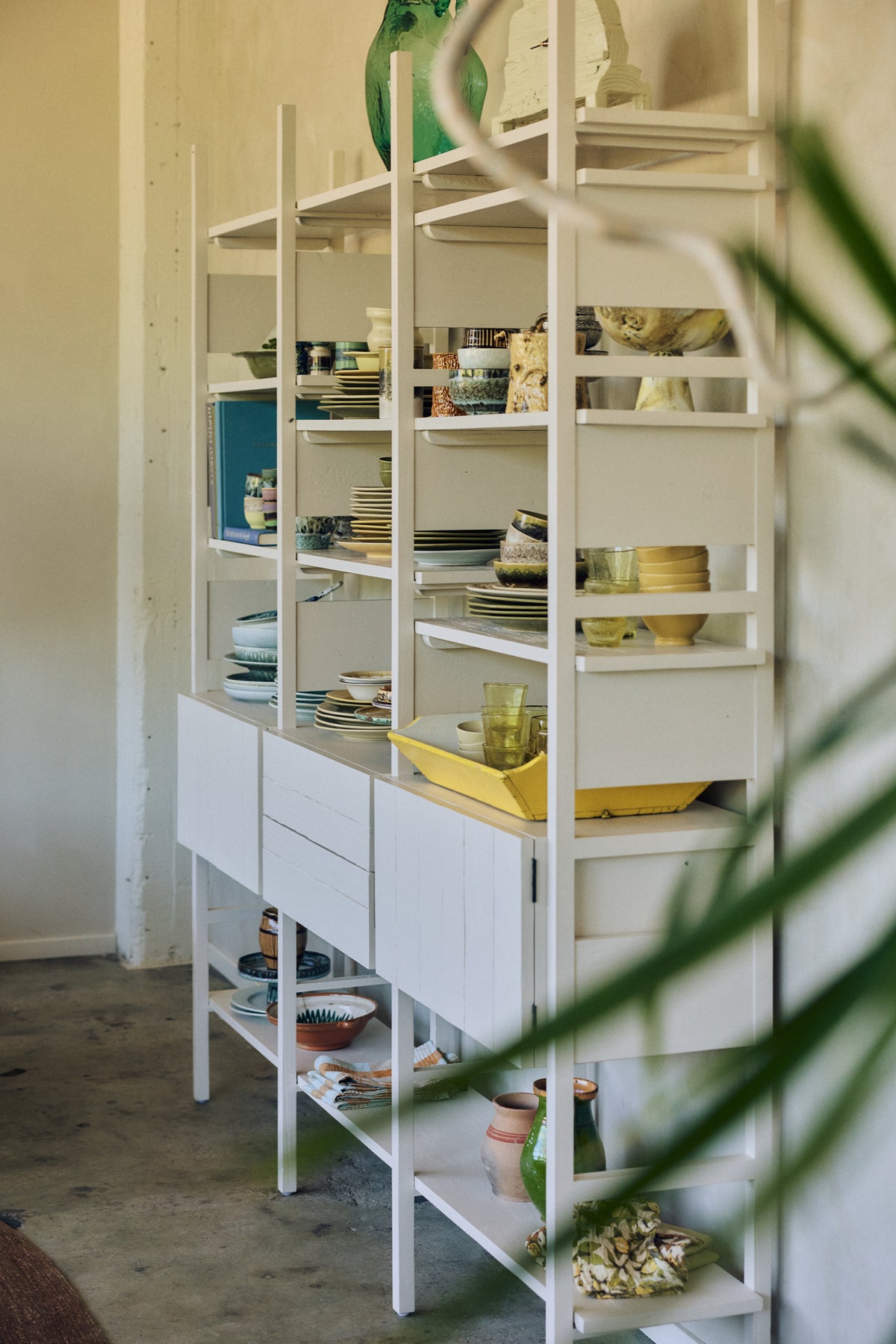 Raw Shelving Unit in Cream by HKLIVING, lifestyle shot