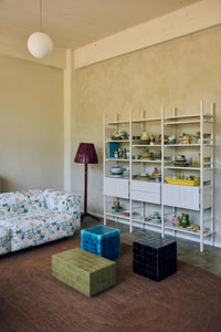 Tiled Side Table in Turquoise by HKLIVING – additional campaign styling shot