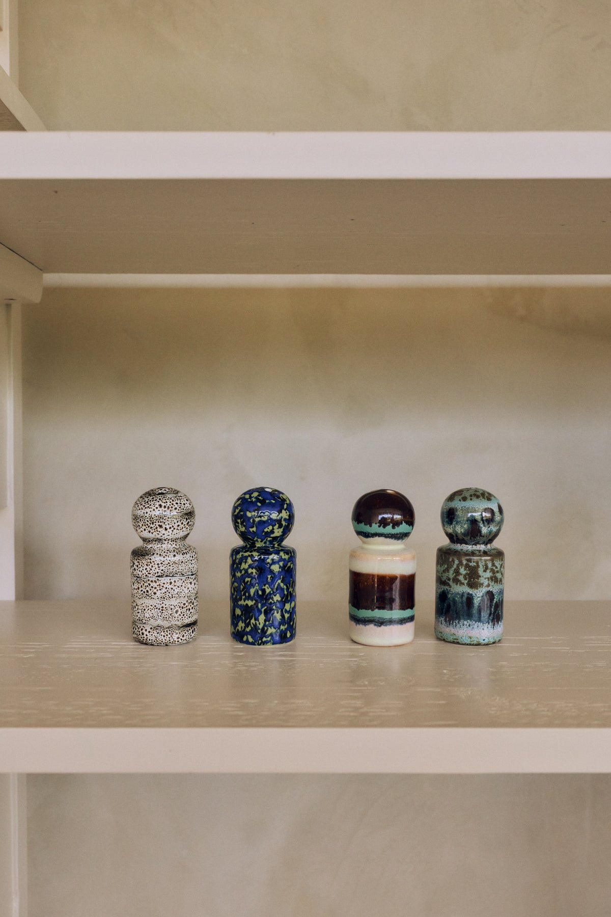 70s Ceramics Salt & Pepper Jar Set in Swirl by HKLIVING, campaign shot
