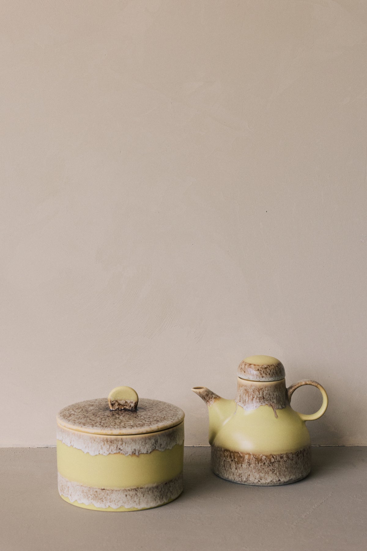 70s Ceramics Cookie Jar in Custard by HKLIVING, styled campaign shot