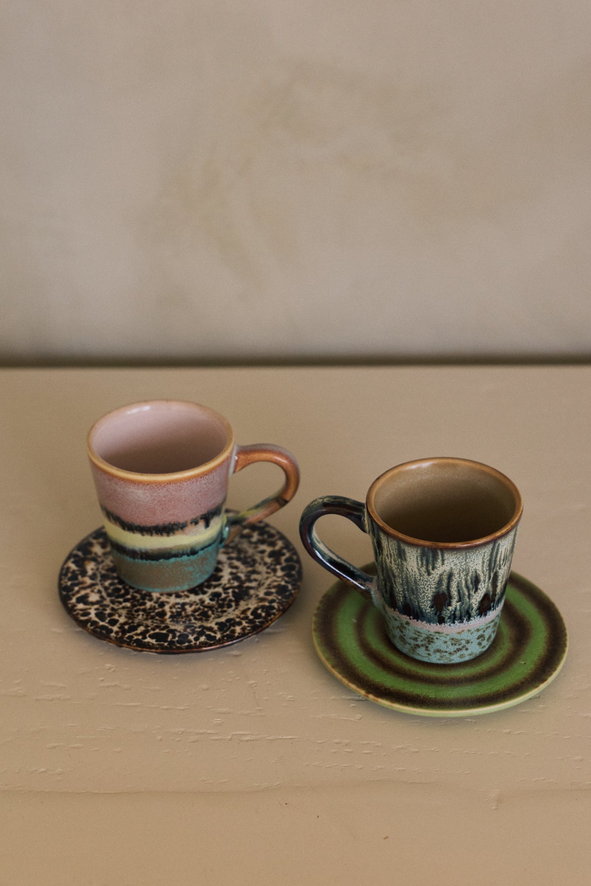 70s Ceramics Espresso Mugs in Softness by HKLIVING, campaign shot