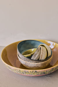 70s Ceramics campaign shot featuring the Custard pasta bowls