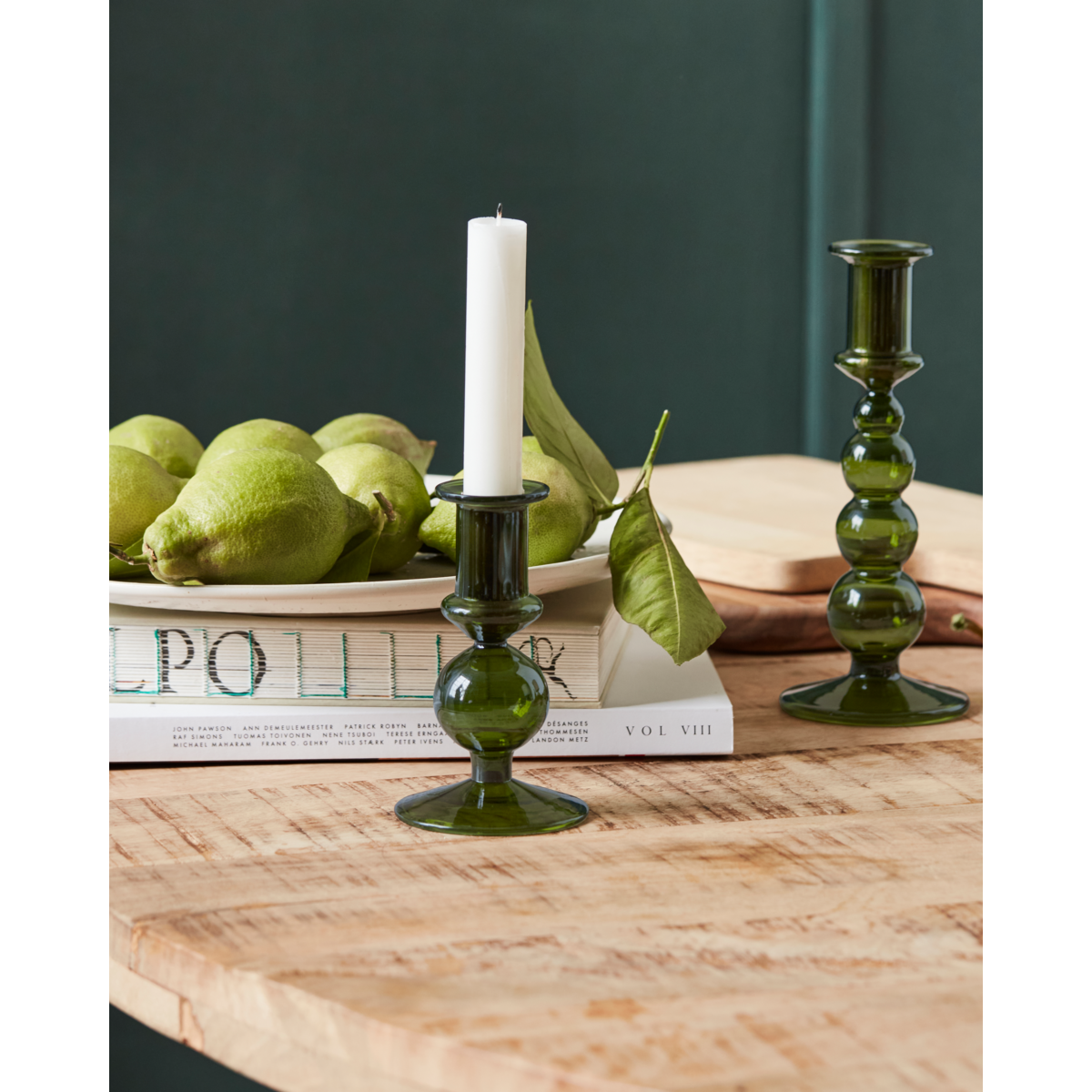 Green Glass Candle Holders - Vidro by House Doctor (Two Sizes)