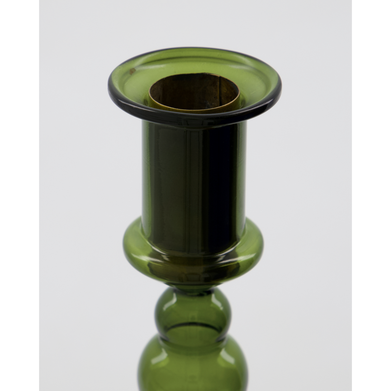 Green Glass Candle Holders - Vidro by House Doctor (Two Sizes)