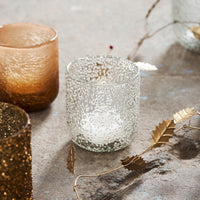 Glass Candle holder, Snow, Clear