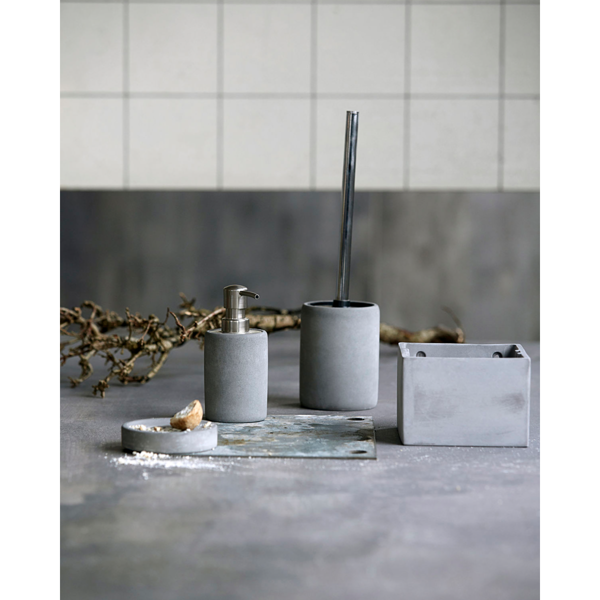 Toilet Brush, Cement Grey Silver, by House Doctor