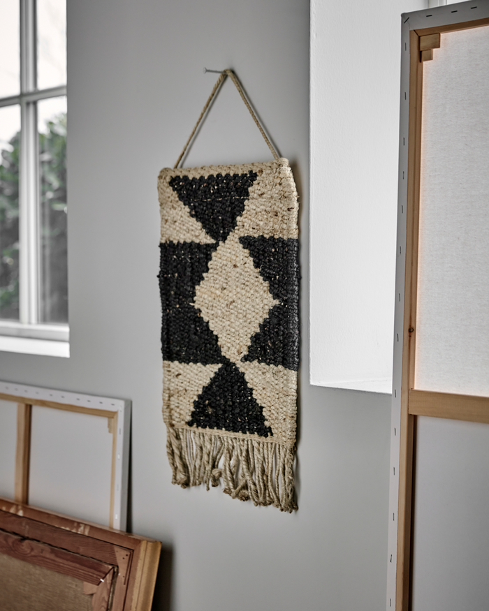 Woven Jute Wall Art, Black and Natural, Murro by House Doctor