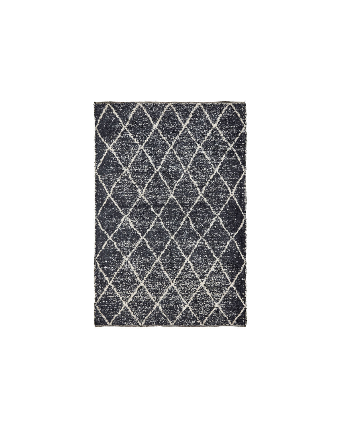 House Doctor Cruz rug charcoal side with off-white diamond pattern, full flat view