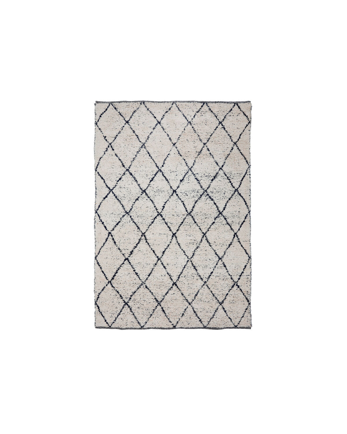 House Doctor Cruz rug off-white side with charcoal diamond pattern, full flat view