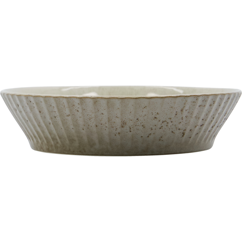 Stoneware Shallow Bowl, Grey Brown, Pleat from House Doctor