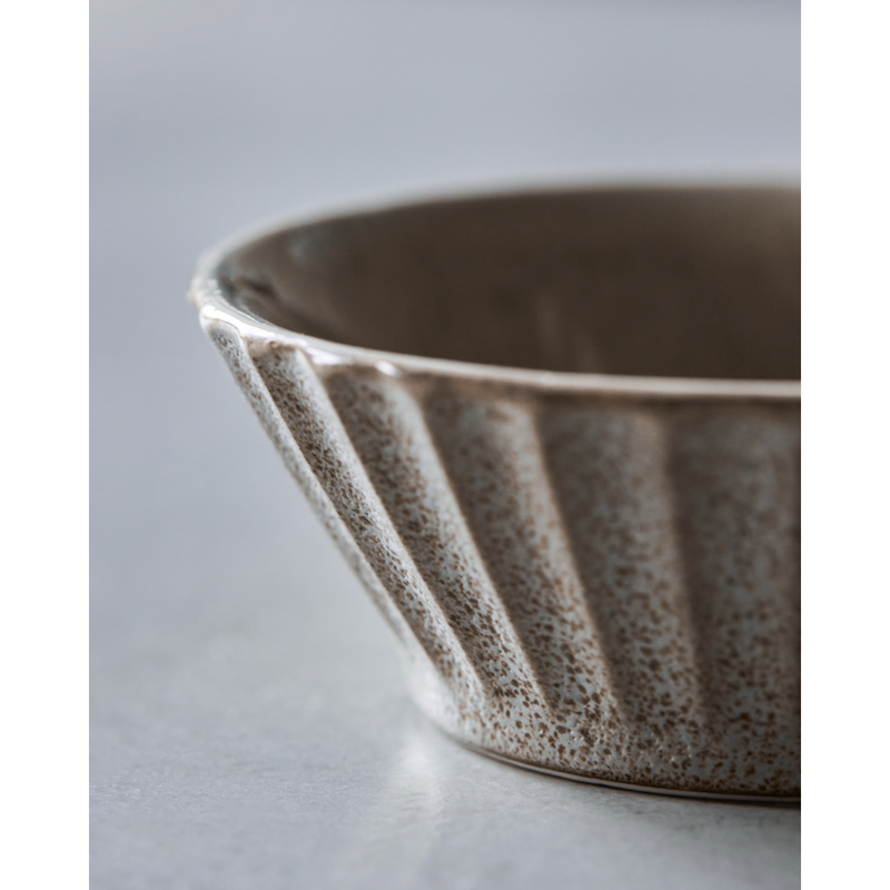 Stoneware Bowl, Grey Brown, Pleat from House Doctor