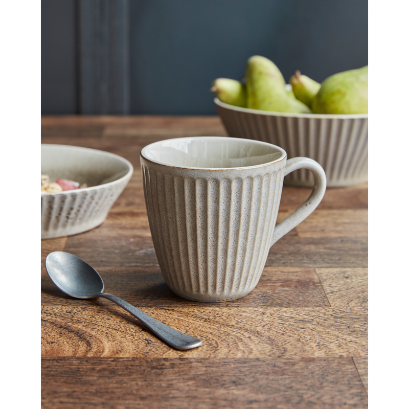 Mug, Stoneware, Grey Brown, Pleat from House Doctor