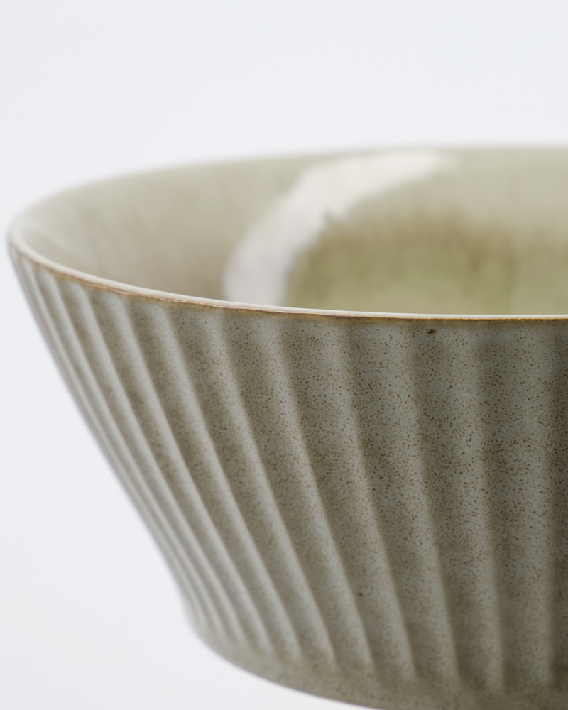 Salad Bowl, Stoneware Bowl, Grey Brown, Pleat from House Doctor