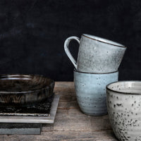 Rustic ceramic mug by House Doctor in grey/blue glaze