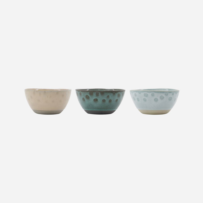 Bowls, Set of 3, Beige Green Blue, Like by House Doctor