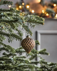 Set of 4 Brown & Gold Ornament, Handmade Glass Tree Bauble from House Doctor