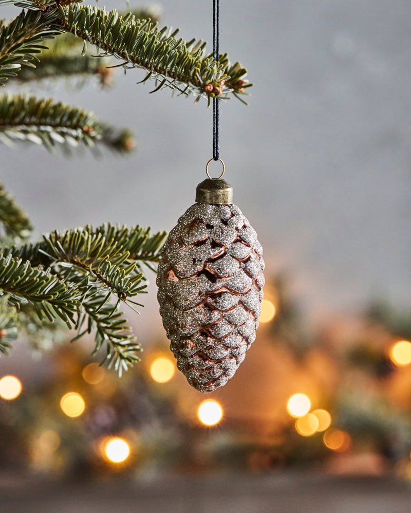 Set of 4 Snowy Cone Ornament, Handmade Glass Tree Bauble from House Doctor