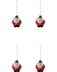 Set of 4 Santa Ornament, Handmade Glass Tree Bauble from House Doctor