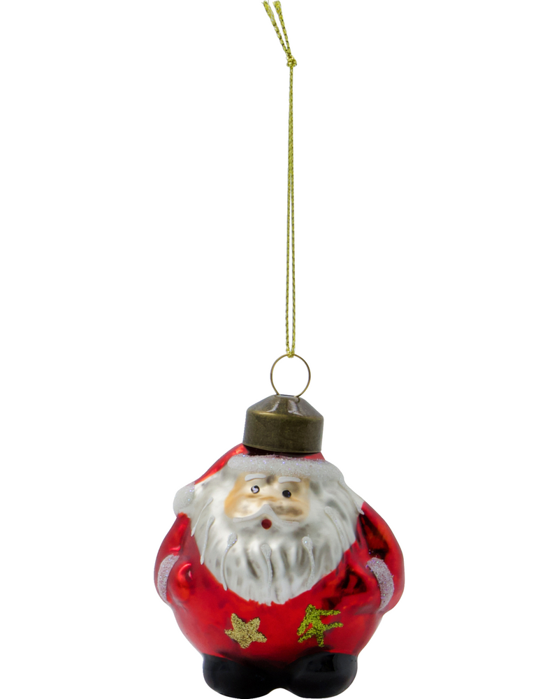 Set of 4 Santa Ornament, Handmade Glass Tree Bauble from House Doctor