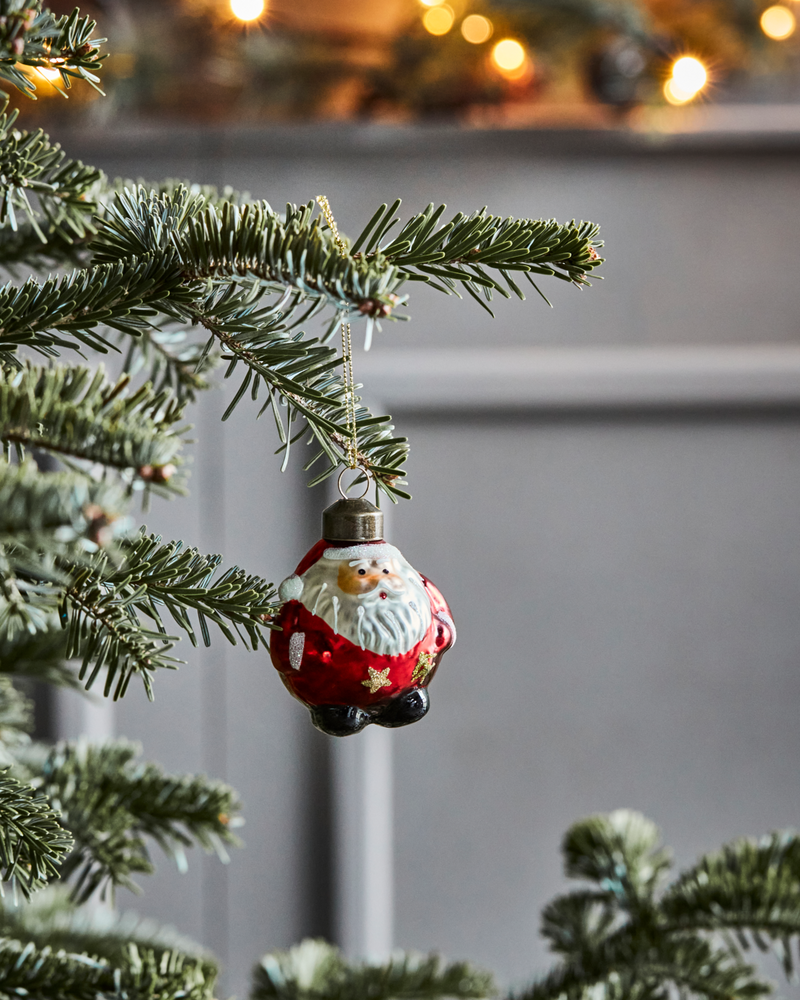 Set of 4 Santa Ornament, Handmade Glass Tree Bauble from House Doctor