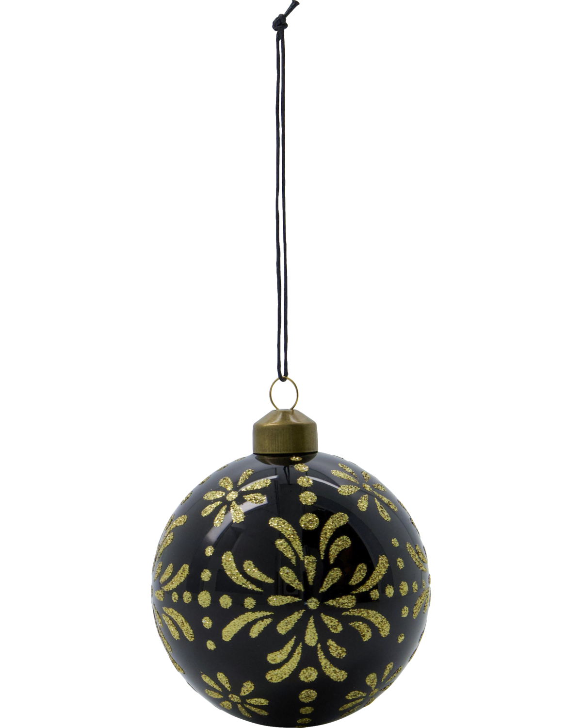 Set of 4 Black & Gold Ornament, Handmade Glass Tree Bauble from House Doctor