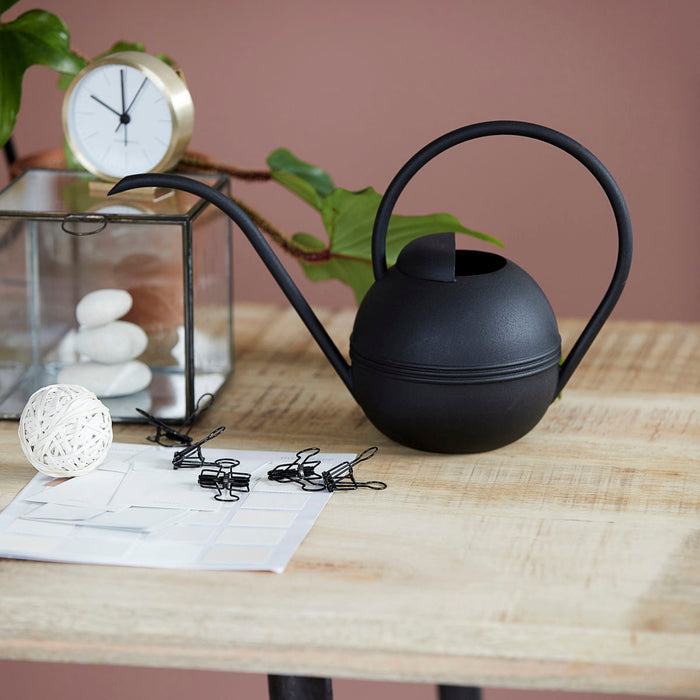Stylish black watering can for indoor plants