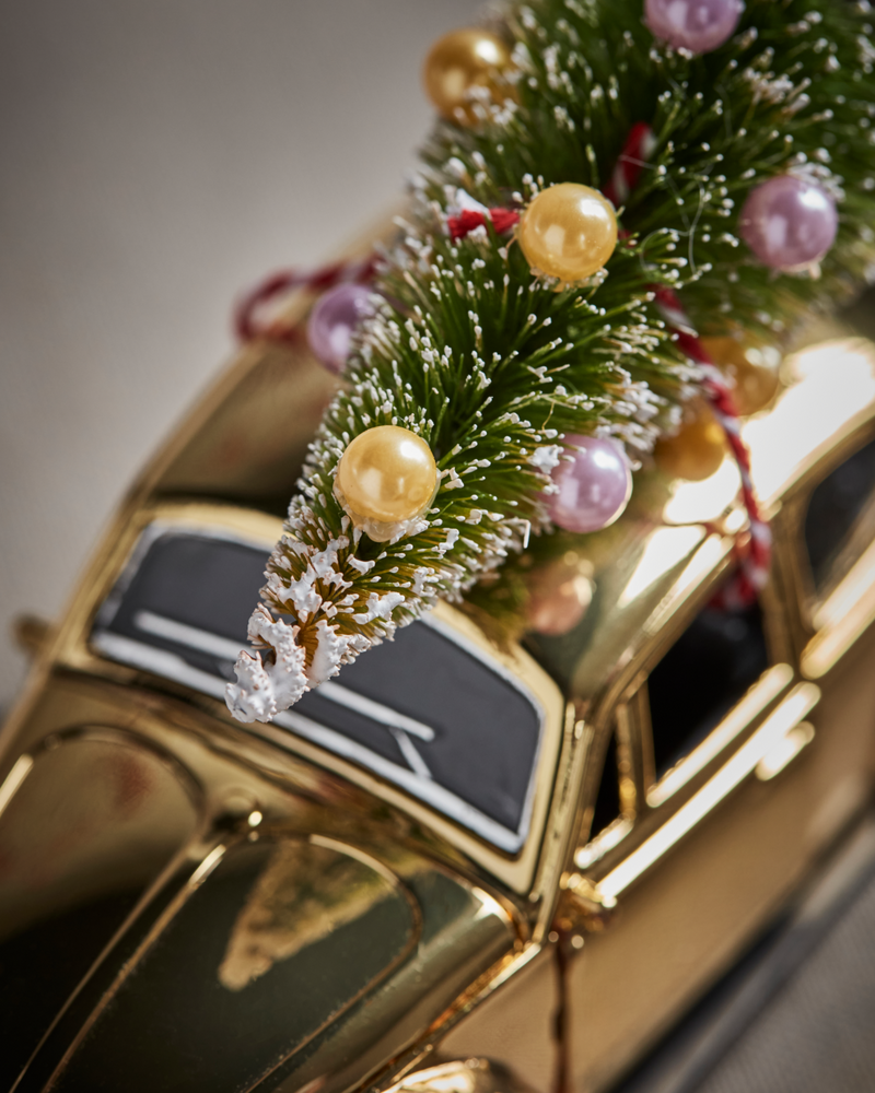 Golden Xmas Car with Tree on Top from House Doctor