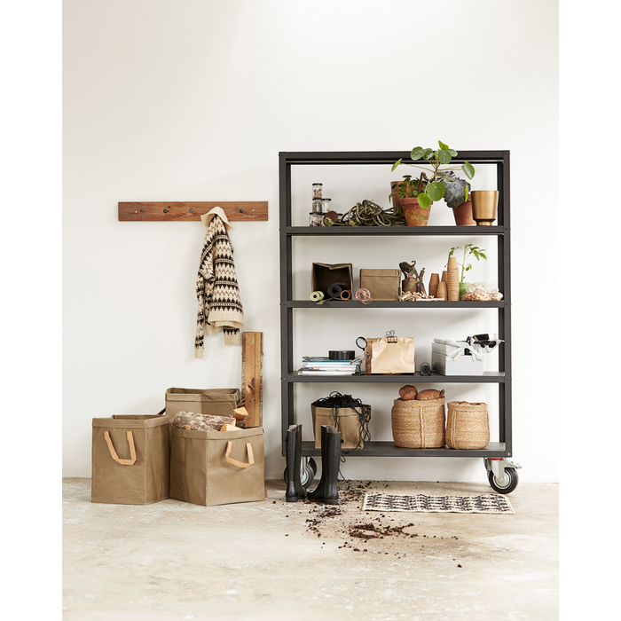 Black Metal Trolley Shelving Unit - 5-Tier Storage with Wheels