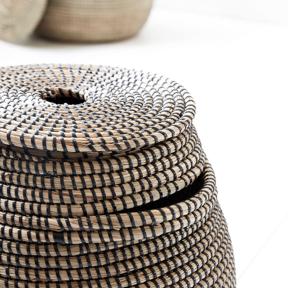 Seagrass Baskets, Effect, Laundry Baskets, Black/Natural by House Doctor