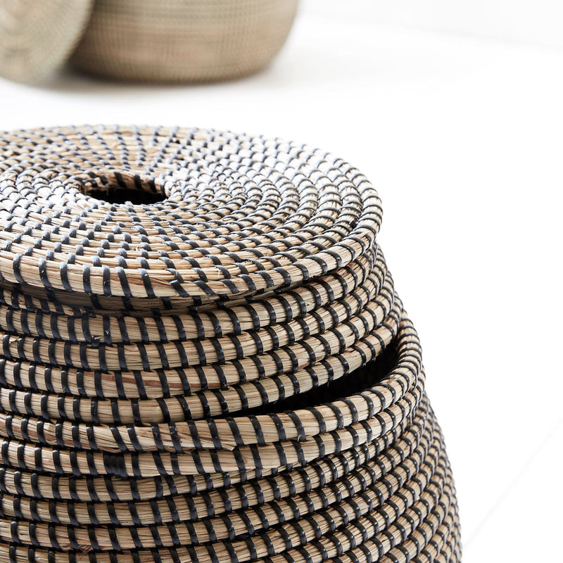 Seagrass Baskets, Effect, Laundry Baskets, Black/Natural by House Doctor
