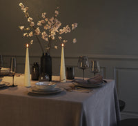 20cm cream LED cone candle with warm winter lighting