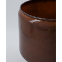 clos up of Glossy Dark Brown Recycled Steel Planters