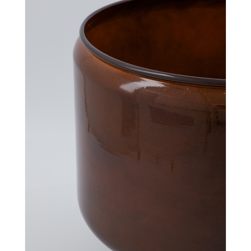clos up of Glossy Dark Brown Recycled Steel Planters