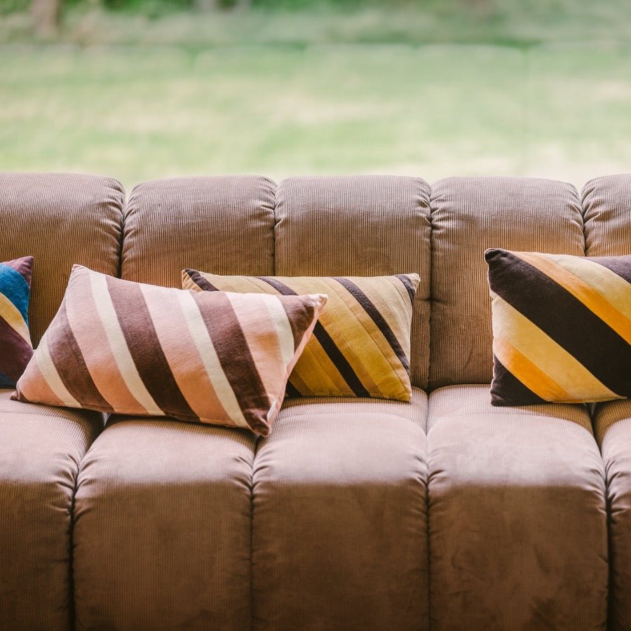 Striped Velvet Cushion, Honey, HKliving