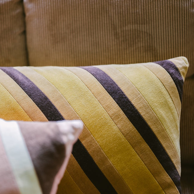 Striped Velvet Cushion, Honey, HKliving