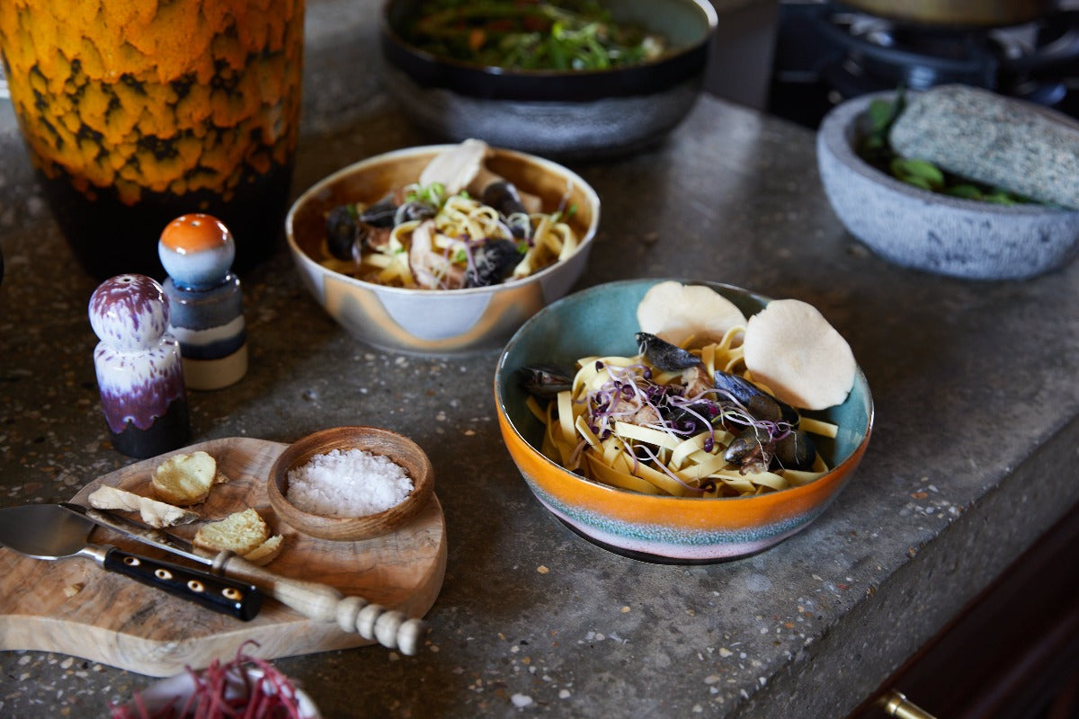 Pasta Bowls, Set of 2, hkliving 70s Ceramics, Golden Hour