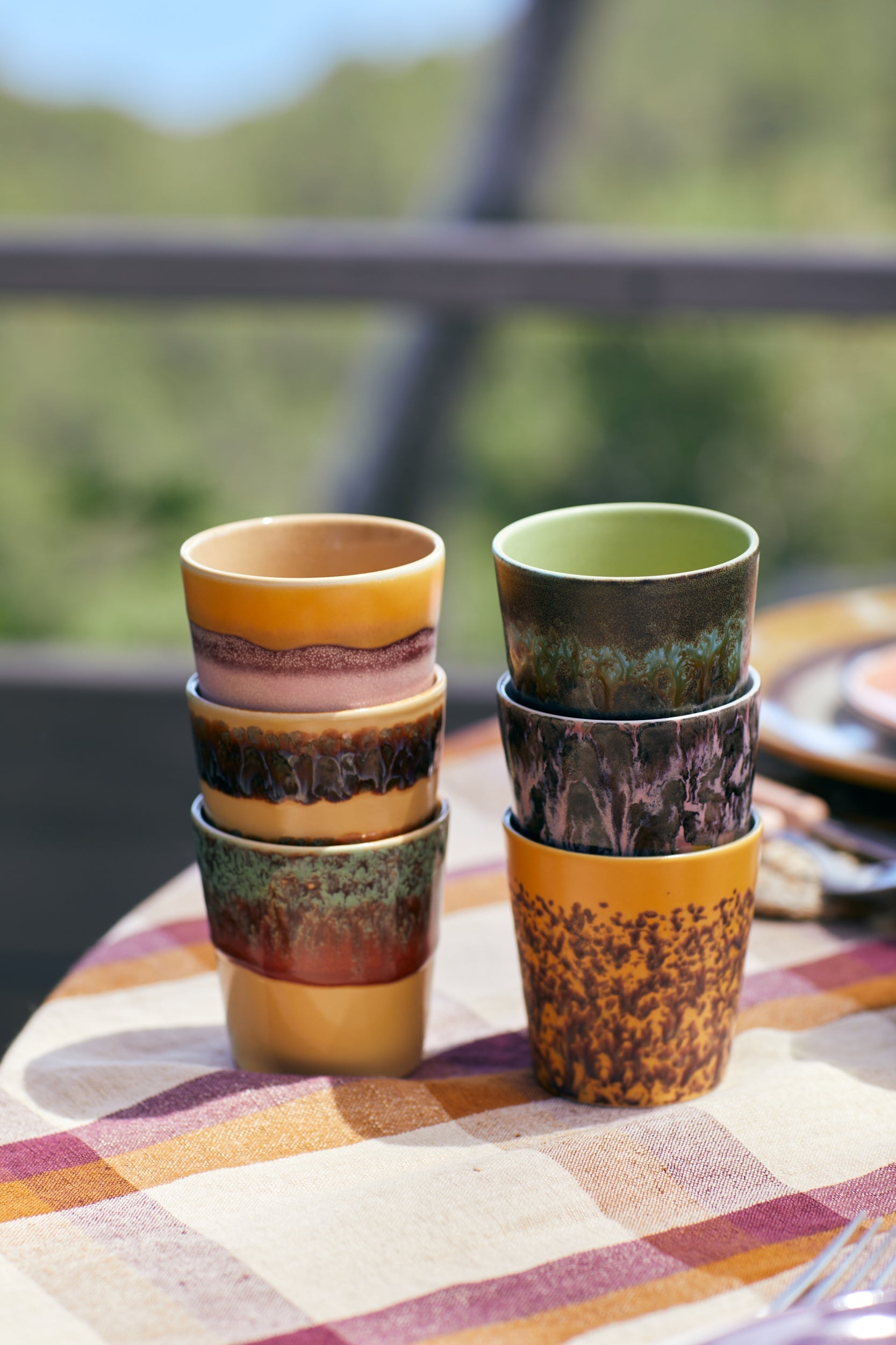 Coffee Mugs, Set of 6, Valley, 70s Ceramics by HKLIVING